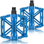 KEMIMOTO Mountain Bike Pedals MTB Bicycle Flat Pedals, 9/16'' CNC Aluminum Durable Sealed Bearings for Most Bikes BMX MTB Enduro Downhill Trail (Two Pack) (Blue)