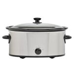 6 Quart Oval Slow Cooker, Stainless Steel Finish,210 Watts,Glass Lid