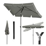 WOLTU Garden Parasol, Garden Umbrella with Tilt Function and Adjustable Height, Rectangular Sunshade Umbrella for Balcony/Garden/Terrace/Beach/Market, 180gsm UV Resistant Fabric, 2x1.2m, Dark Grey