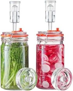 JILLMO 1 Liter Fermentation Jar, Glass Fermenting Kit with Weight for Making Sauerkraut, Hot Sauce, Mead, Cider and More, Pack of 2