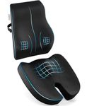 FOVERA Back Support for Office Chair & Coccyx Seat Cushion for Tailbone - Orthopedic Memory Foam Sitting Cushion Combo - Relieves Back, Sciatica, Hip, Seat Bone Pain - for Office & Home Chair (Black)