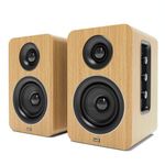 AZATOM Equinox M3 Powered Bookshelf Speakers, 2.0 Active, Bluetooth, Wired, Wooden Enclosure, Perfect for Music, Vinyl records, HiFi Home Theatre, Gaming, Laptops, PC, 60 Watts (Oak)