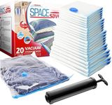 Spacesaver Premium Vacuum Storage Bags. Hand-Pump for Travel! Double-Zip Seal and Triple Seal Valve! Vacuum Sealer Bags for Comforters, Blankets, Bedding, Clothing! (5 Small, 5 Med, 5 Large, 5 Jumbo)