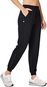 WILLIT Women's Athletic Joggers Pants Running Workout Quick Dry Pants Lightweight with Zipper Pockets Black S