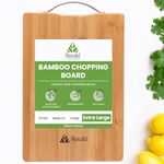 Rusabl Bamboo Wooden Chopping Board with Metal Handle, Multipurpose Cutting Board for Vegetables, Fruits & Cheese, for Kitchen Use, BPA Free, Eco-Friendly, Anti-Microbial (XL, 36 x 26 cms)