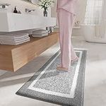 Color&Geometry Absorbent Bath Mat, 24"x35" Soft Non Slip Bathroom Floor Mat Rug, Machine Washable Bath Mats for Bathroom, Tub and Shower, Light Grey, 60x90cm