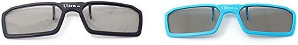 Ultra 1 Black 1 Blue 3D Clip On Glasses Passive 3D Glasses Men Women Compatible with RealD Cinemas 3D Glasses for TV Movie Glasses For Prescription Glass Wearers Circular Polorised Cinema Glasses