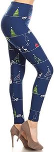 Leggings Depot Women's High Waist Novelty Christmas Holiday Print Leggings-Full Length-S657, Christmas Thread, Plus Size