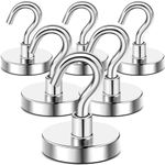 DIYMAG 6 Packs Magnetic Hooks,150 lb Heavy Duty Neodymium Magnets with Hooks for Refrigerator, Strong Cruise Hooks for Hanging, Magnetic Hanger for Grill