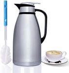 Goteble Thermal Coffee Carafe 102OZ, Double Wall Vacuum Flask, 3L Large Capacity Suitable for Large Family and Small Party Silver