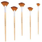 BHAHAI 5 PCS Artist Fan Brushes Set, Fan Paint Brushes Artist Soft Anti-Shedding Paint Brush Set Artist Fan Brush Watercolour Brushes Set Painting Brushes Art Acrylic for Oil Painting Acrylic Paint