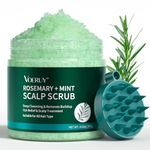VOERUY Scalp Scrub, Rosemary Scalp Exfoliator Scrub Shampoo, Scalp Treatment with Mint Oil, Hair Treatment to Clarify and Remove Build Up with Silicone Scalp Massager - 300g