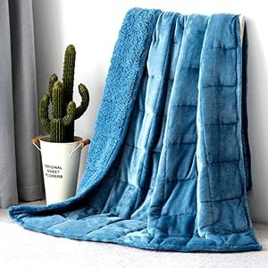 Topblan Sherpa Fleece Weighted Blanket 15lbs, Uniformed Color with Fuzzy Fleece and Shaggy Sherpa to Help with Better Sleep, 60x80 inches, Slate Blue