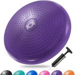 KK Balance Wobble Cushion for Adults and Kids, Inflatable Anti-Slip Stability Board for Physio, Posture & Fitness, Wobble Cushion (34cm) Balance Board & Fidget Cushion (Purple)