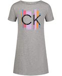 Calvin Klein Girls' Performance Dress, Pull-on Style with Crew-Neck Neckline, Logo Detailing, Grey Heather Cuffed, 16