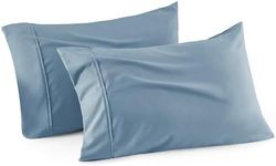 Bedsure King Pillow Cases Set of 2 - Polyester & Rayon Derived from Bamboo Cooling Pillowcase, Breathable, Soft and Wrinkle-Free Pillow Covers with Envelope Closure, Gifts, Grey Blue, 20x36 Inches