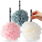 KISUOMAOYI Loofah Shower Puff 3Pcs - Ultra Soft Mesh Bath Sponges for Adults Exfoliating, Scrubbing and Cleaning - Body Scrubbers for Use in Shower