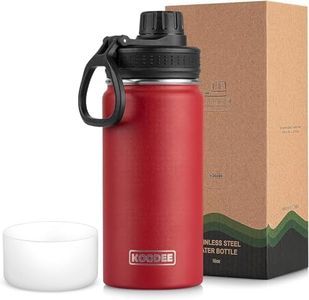 koodee Kids Water Bottle-16 oz Stainless Steel Vacuum Insulated Water Bottle for Back to School Wide Mouth Flask with Leakproof Spout Lid (Canyon Red)