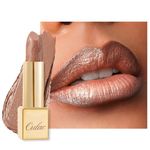 Oulac Metallic Nude Gold Lipstick for Women, High Impact Lipcolor with Moisturizing Creamy Formula, Vegan Beauty Full-Coverage Lip Color 4.3 g/0.15 oz (Sahara Gold(10))