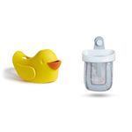 Munchkin Beak Spout Guard (Yellow) + Munchkin Hanging Bath Toy Storage with Quick Drying Mesh (Grey)