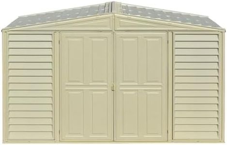 Duramax SidePro 10 x 3 (2.70 m2) Plastic Garden Storage Shed with Metal Foundation Kit, Skylight kit included, Strong Metal Roof Structure, Maintenance-Free Vinyl Shed - Ivory