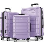 SHOWKOO Luggage Sets Expandable PC+ABS Durable Suitcase Double Wheels TSA Lock 3pcs, Lavender Purple, 20in24in28in, Hardsie Luggage Sets