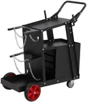 GarveeTech Welding Cart, 2 Tier Welder Cart with 4 Drawers, Heavy Duty Rolling Welding Cart with Tank Chains, 360° Swivel Wheels, 450lbs Static Weight Capacity for MIG TIG Welder Plasma Cutter