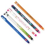 Legami Gel Pen Bundle - Set of 5 Legami Erasable Gel Pens, Thermosensitive Ink 0.7mm Tip, Shark, Flora, Panda, Unicorn, Corgi