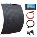 XINPUGUANG Flexible Solar Panel 100W,300W 12V Solar Panel Kit Monocrystalline cell,30A charge controller, extension cable,Alligator clip cable for off grid boat rv trailer (300W)