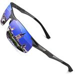 PUKCLAR Mens Driving Sunglasses Polarised Sports Sunglasses Al-Mg Metal Frame Cycling Fishing Golf Goggles