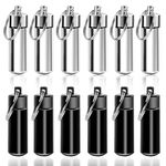 12 Pieces Keychain Pill Holder Portable Pill Keychain Container Waterproof Pill Organizer Travel Pill Case Aluminium Pill Box Medicine Bottle for Outdoor Camping Travel (Black, Silver)