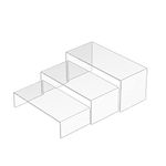 Sezanrpt Clear Riser Shelf 3pcs, Desktop Rectangular Acrylic Display Shelves Organizer, Acrylic Stands for Funko Pop Figure, Perfumes, Bags, Shoes, Glasses, Plants, Toys, Collectibles - 8''x8.5''x9''