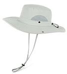 Wmcaps Sun Hats for Men, Wide Brim UPF 50 Sun Hats Summer Mesh UV Protection Beach Safari Hat, Fishing Walking Hiking Boonie Hat with Adjustable Chin Strap Waterproof Breathable (Light Grey)