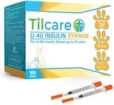 Tilcare U40 Pet Insulin Syringes 29 G 0.3 cc 12.7 mm 1/2" 100-Pack – Latex-Free Diabetic Syringes - Ultra Fine Sterile Medical Syringe for Diabetes Individually Blister Packed for Safety