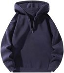 Verdusa Men's Quarter Zip Pullover Hoodies Long Sleeve Drop Shoulder Sweatshirt Casual Pullover Blue Medium