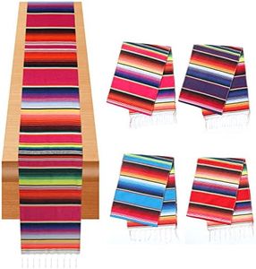 SAVITA 4pcs Mexican Table Runners, Cotton Mexican Striped Tablecloth Mexican Decorations for Mexican Party Wedding Festival Outdoor Table