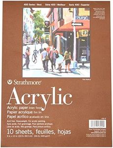 Strathmore 400 Series Acrylic Pad, Linen Finish, 9"x12" Glue Bound, 10 Sheets