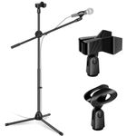 CLAPONE Microphone Stand with Suspension Boom Scissor Arm/Mic Stand Holder/Studio Microphone Stand/Adjustable Suspension Boom Scissor/Arm for Voice-over/Gaming/Recording-Black