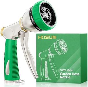 HOSUN Garden Hose Nozzle Sprayer Heavy Duty, 100% Metal Water Hose Nozzle with 8 Spray Patterns, High Pressure Hose Spray Nozzle with Non-Slip Grip for Watering Plant & Lawn, Washing Car & Pet, Green