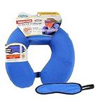 Cloudz - Memory Foam Neck Pillow with Sleep Mask: Sporty Blue/Black Plush