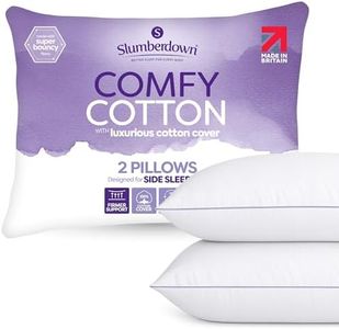 Slumberdown Cotton Bed Pillows 2 Pack - Hotel Quality, Supportive & Breathable Pillow for Back & Side Sleepers | Made in the UK, Hypoallergenic & Washable (48 x 74cm)