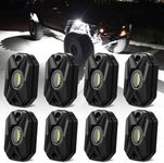 NOVSIGHT 8 Pods White Rock Lights with Remote Control, Waterproof Underglow Kit for Trucks Off Road Trucks SUV ATV UTV Golf Car Boat (White)