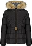 Jessica Simpson Girls' Expedition Parka, Black Belted, 10-12