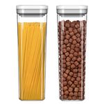 MR.SIGA 2 Pack Airtight Food Storage Containers Set, BPA Free Kitchen Pantry Organization Canisters, One-handed Airtight Cereal Spaghetti Storage Containers, 2.1 L / 72oz, White