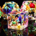 SIQUK 7-Die Polyhedral Dice for DND Sharp Edge Game Dice for Dungeons and Dragons RPG MTG Table Games（Translucent Flower Petal）