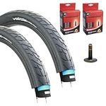 Vandorm Set of Puncture Resistant Bicycle Tyres 26 x 2.10" (54-559) Wind Slick 26 Inch V-Guard MTB Mountain Bike Tires with Schrader Valve Inner Tubes (Pack of 2)