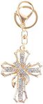 JewelBeauty Blessed & Holy Cross Keychain Keyring Crystal Rhinestones Car Bag Purse Charm Pendant (White)