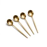 KitchAntique 8.7" French Style Aurum Gold Dinner Knife | 4-Piece Stainless Steel Flatware Steak Knives Set | Elegant Dishwasher-Safe Silverware Cutlery Set for Home, Restaurants & Gifting