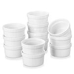 MALACASA Ramekins Set of 12, 55ML 2.2" Mini Porcelain Souffle Dishes Snack Dip Bowls for Creme Brulee, Baking, Dipping Sauce Dish, Oven Safe, Ivory White