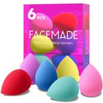 FACEMADE 6 PCS Makeup Sponges Set, Makeup Sponges for Foundation, Latex Free Beauty Sponges, Flawless for Liquid, Cream and Powder, Multiple Colors